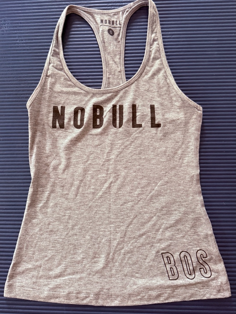 NOBULL Women's Light Gray Racerback Tank with Black Logo